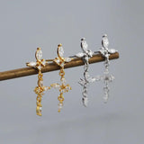 925 Silver Earring Zircon Square Star Pendant Drop Earring