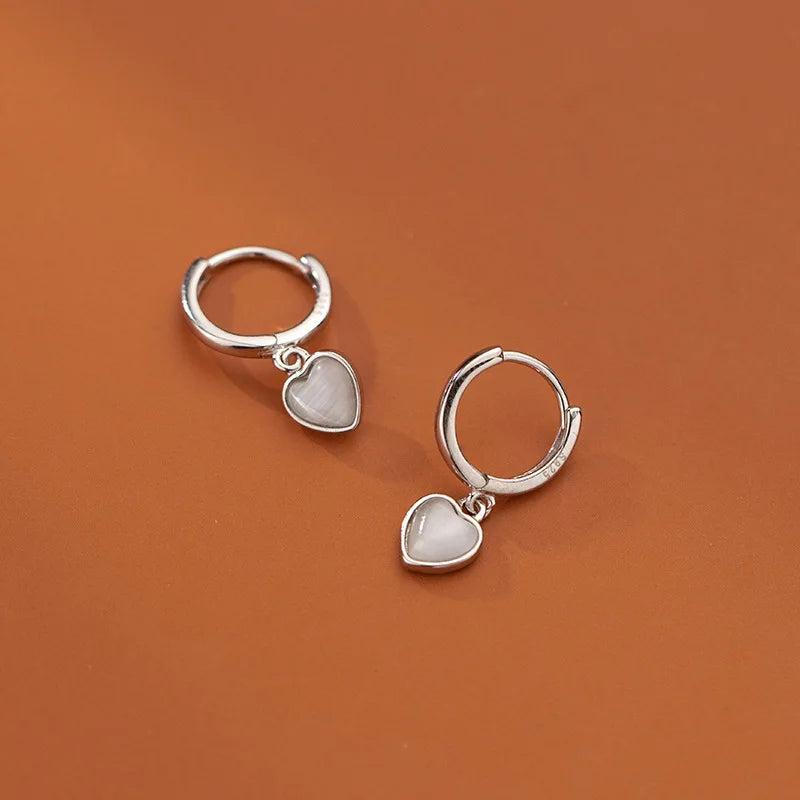 925 Silver Love Heart Oil Pendant Earrings For Women