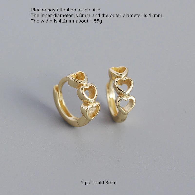 925 Silver Earring Hollow Heart Ear Ring Green Zircon Ear Buckle