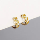 925 Silver Earring Hollow Heart Ear Ring Green Zircon Ear Buckle