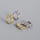 925 Silver Earring Hollow Heart Ear Ring Green Zircon Ear Buckle