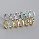 925 Silver Earring Hollow Heart Ear Ring Green Zircon Ear Buckle