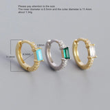 925 Silver Earring Hollow Heart Ear Ring Green Zircon Ear Buckle