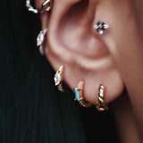 925 Silver Earring Hollow Heart Ear Ring Green Zircon Ear Buckle