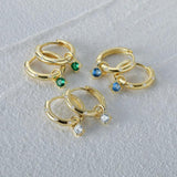 925 Silver Green CZ Zircon Pendant Earrings Sparkling Crystal Pave Circle