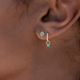 925 Silver Green CZ Zircon Pendant Earrings Sparkling Crystal Pave Circle