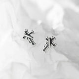 925 Silver Vintage Cross Stud Earrings Men Women Christmas