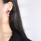 Ruby Drop Earrings for Women High Carbon Diamond Party Wedding Jewelry