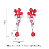 Ruby Drop Earrings for Women High Carbon Diamond Party Wedding Jewelry