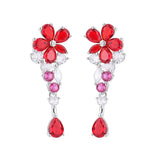 Ruby Drop Earrings for Women High Carbon Diamond Party Wedding Jewelry