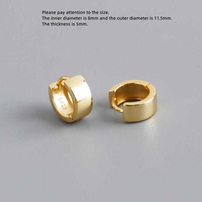925 Sterling Silver Earring Wide-Brimmed Geometric Textures Ear Ring