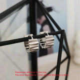925 Sterling Silver Earring Wide-Brimmed Geometric Textures Ear Ring