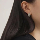 925 Sterling Silver Earring Wide-Brimmed Geometric Textures Ear Ring