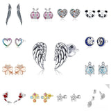 925 Silver Stud Earrings Wings Design Original European Style
