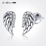 925 Silver Stud Earrings Wings Design Original European Style