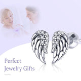 925 Silver Stud Earrings Wings Design Original European Style