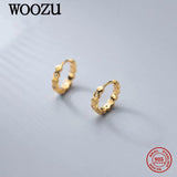 925 Silver Hexagon Zircon Hoop Earrings Gothic Ear Buckle