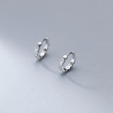 925 Silver Hexagon Zircon Hoop Earrings Gothic Ear Buckle