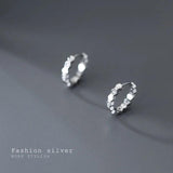 925 Silver Hexagon Zircon Hoop Earrings Gothic Ear Buckle