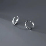 925 Silver Hexagon Zircon Hoop Earrings Gothic Ear Buckle