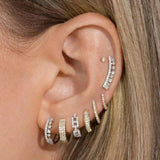 925 Silver Geometric Bar Ear Climber CZ Earring