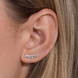 925 Silver Geometric Bar Ear Climber CZ Earring