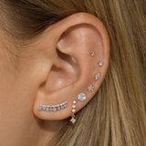 925 Silver Geometric Bar Ear Climber CZ Earring