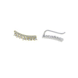925 Silver Geometric Bar Ear Climber CZ Earring