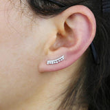 925 Silver Geometric Bar Ear Climber CZ Earring