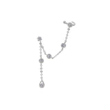 925 Silver Tassel Chain Earrings with CZ Geometric Charm