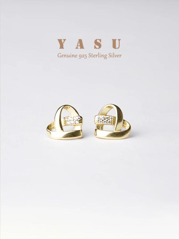 925 Silver Hollow Heart Stud Earrings Women's Jewelry