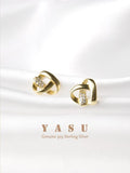 925 Silver Hollow Heart Stud Earrings Women's Jewelry