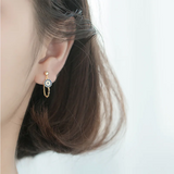 925 Silver Bohemian Demon Eye Zircon Tassel Stud Earrings for Women