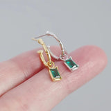 925 Silver Green & Clear Zircon Dangle Earrings for Women