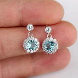 925 Silver Zircon Inlaid Earrings Austrian Crystal Jewelry