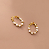 925 Silver Vintage Baroque Pearl Huggie Stud Earrings