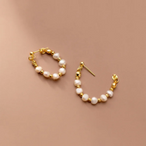 925 Silver Vintage Baroque Pearl Huggie Stud Earrings