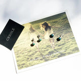 Round Stone Ear Stud Earrings, 925 Sterling Silver Jewelry