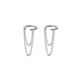 Sterling Silver Tassel Ear Clip Earrings for Women