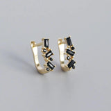 925 Silver Square Colorful Zircon Stud Earrings for Women
