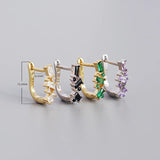 925 Silver Square Colorful Zircon Stud Earrings for Women
