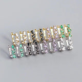 925 Silver Square Colorful Zircon Stud Earrings for Women