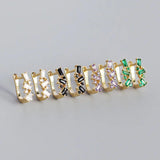 925 Silver Square Colorful Zircon Stud Earrings for Women