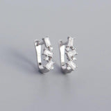 925 Silver Square Crystal Hoop Earrings Boho Rock Jewelry