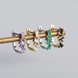 925 Silver Square Crystal Hoop Earrings Boho Rock Jewelry