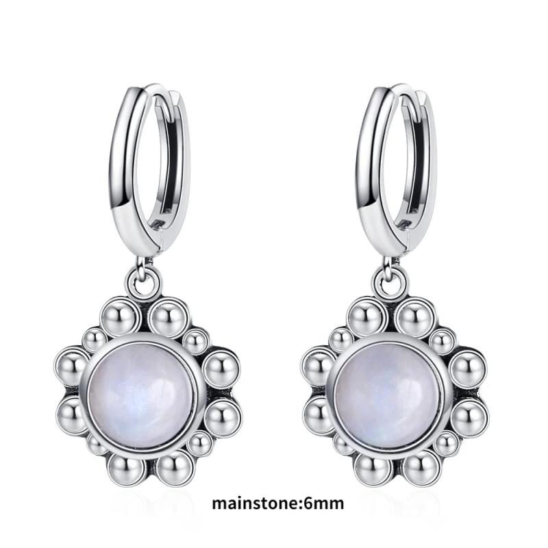 Moonstone Hoop Earrings 925 Sterling Silver Ear Jewelry Wedding Party Gift