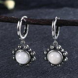 Moonstone Hoop Earrings 925 Sterling Silver Ear Jewelry Wedding Party Gift