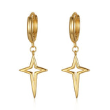 S925 Punk Star Drop Earrings Cross Pendant Dangle Hoop Earrings