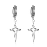 S925 Punk Star Drop Earrings Cross Pendant Dangle Hoop Earrings