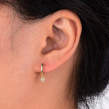 Zircon Hoop Earrings 925 Silver Heart Charm Drop Earrings for Women